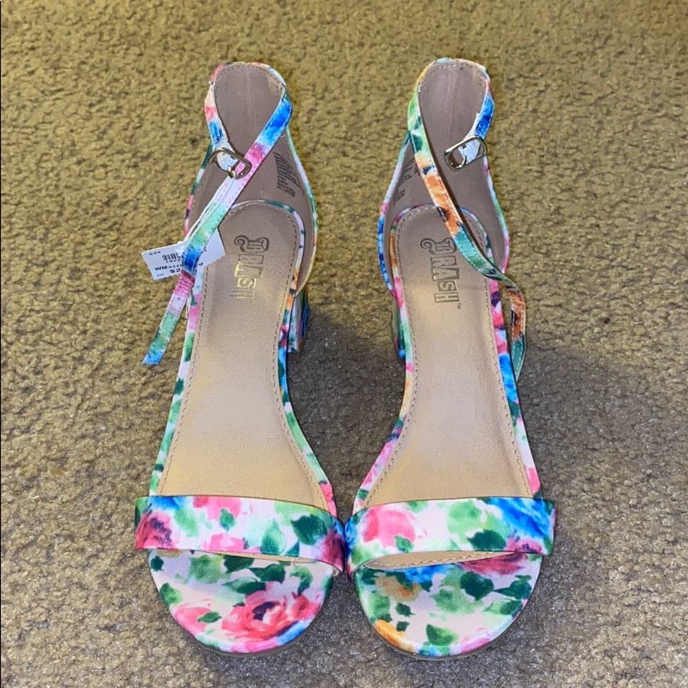 Floral block heels